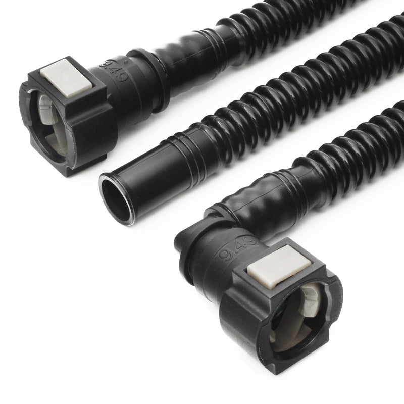 Pre-assembled in tank 350mm fuel hose SAE 7.89 90° to ID8 Pre-assembled in tank 350mm fuel hose SAE 7.89 90° to ID8