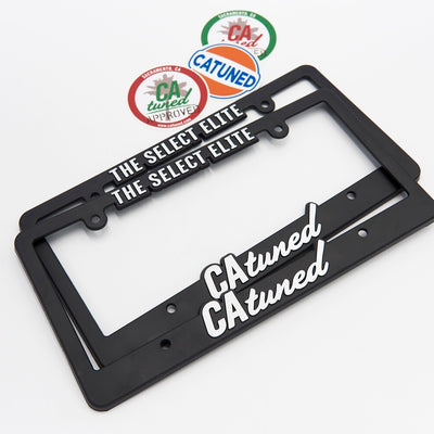 CAtuned License Plate Frame Black / White Lettering