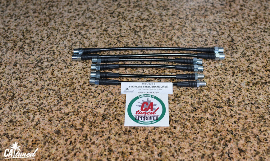 Stainless Steel Brake Lines (black) compatible with E21