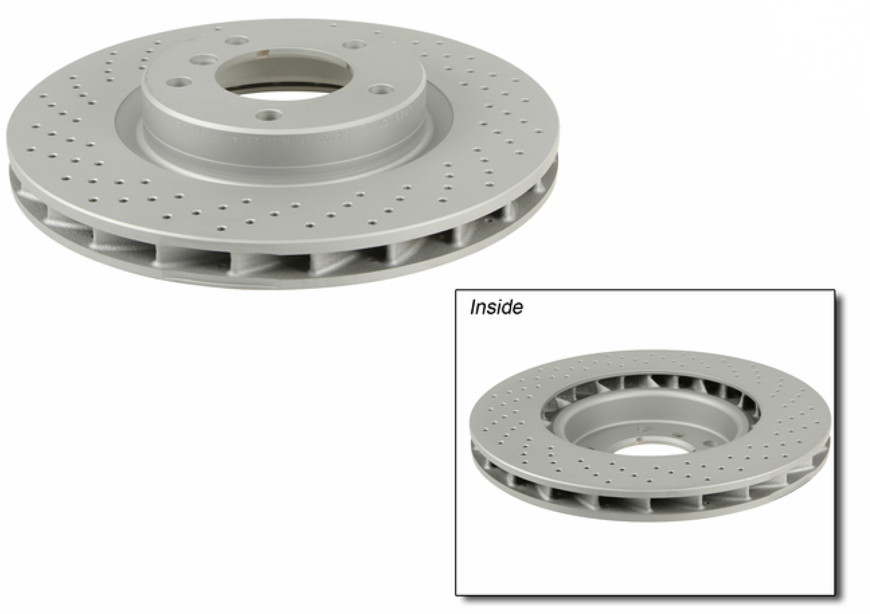 Front Zimmermann Brake Rotor Coated & Cross Drilled compatible with E36 M3