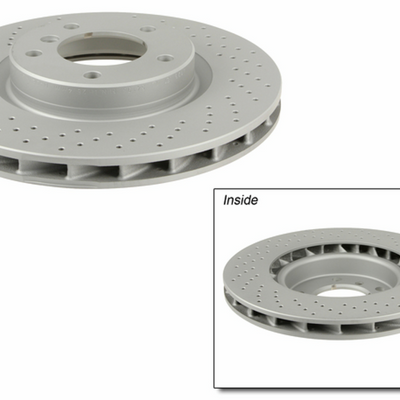 Front Zimmermann Brake Rotor Coated & Cross Drilled compatible with E36 M3