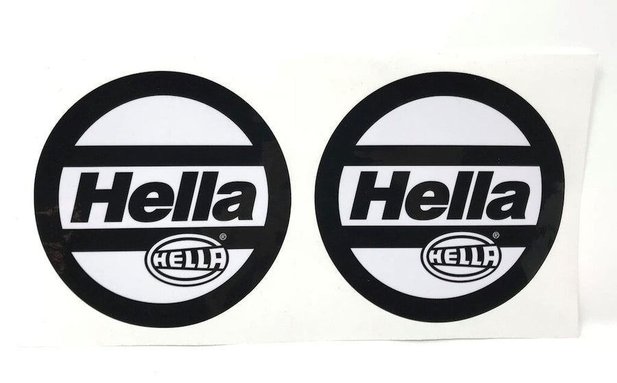 Hella Headlight (covers) decals (1 pair) Black Lettering