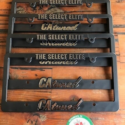 CAtuned License Plate Frame Black / Chrome Lettering