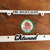 CAtuned License Plate Frame White w/ black lettering