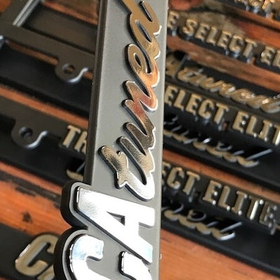 CAtuned License Plate Frame Black / Chrome Lettering