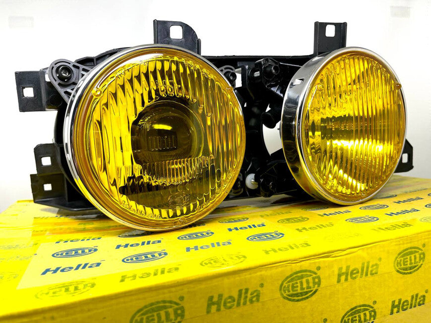 BRAND NEW HELLA French / Yellow Euro Smiley Headlights Compatible with E34 E32