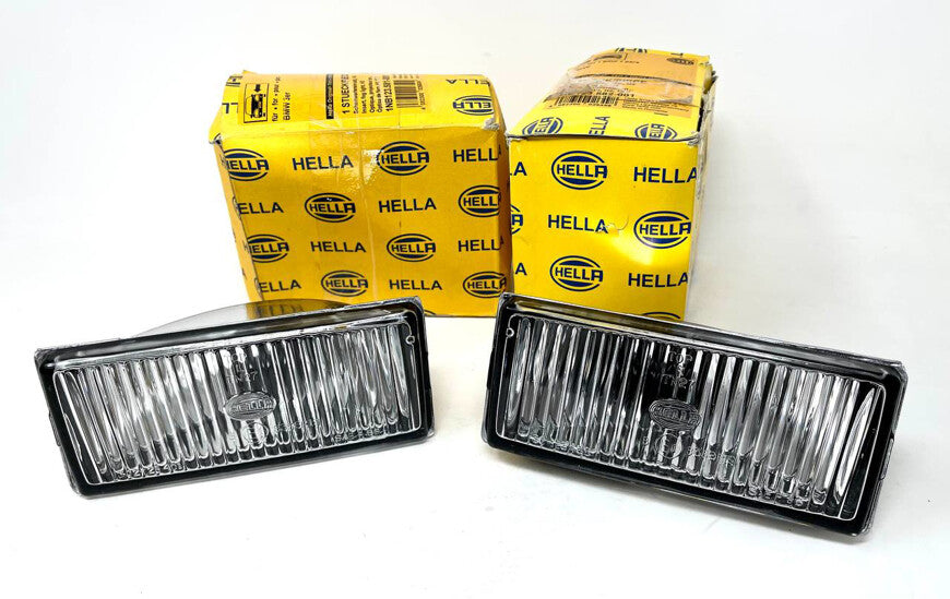 HELLA Early Model Glass Fog Lights (Pair) Left & Right Black / Smoked Compatible with E30 E24 E28 & M3