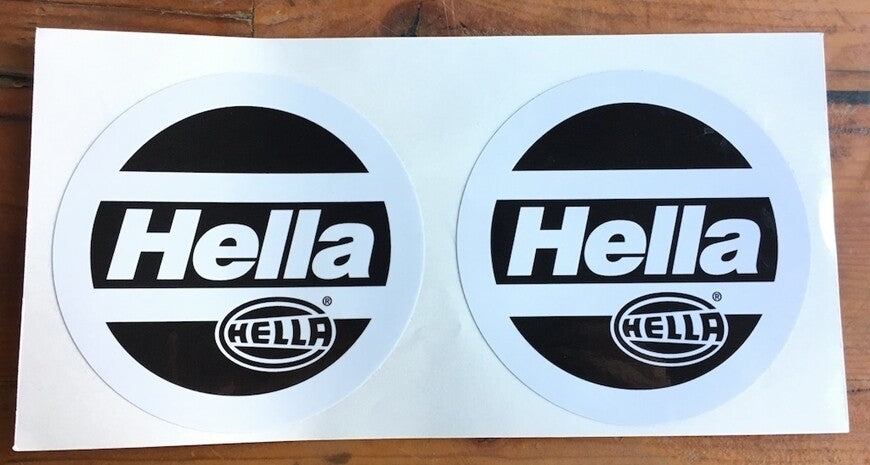 Hella Headlight (covers) decals (1 pair) White Lettering