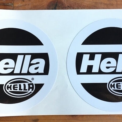 Hella Headlight (covers) decals (1 pair) White Lettering