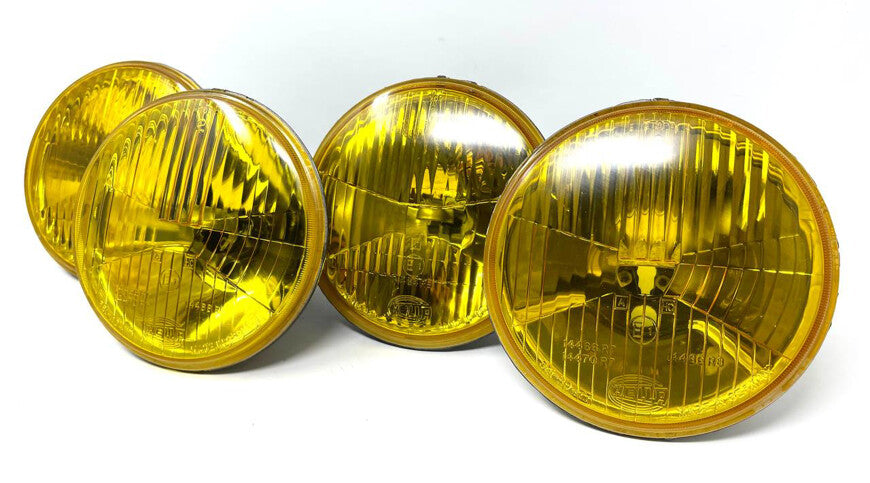 Rare French (Yellow) Hella Euro Headlights NEW compatible with E3 (Bavaria) or E9 E12 E21