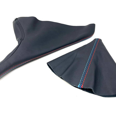 CAtuned SHIFT BOOT SET BLACK NAPA LEATHER w/ Mtech stitching Compatible with E30