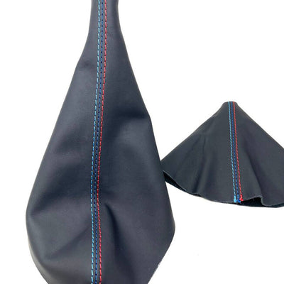 CAtuned SHIFT BOOT SET BLACK NAPA LEATHER w/ Mtech stitching Compatible with E30