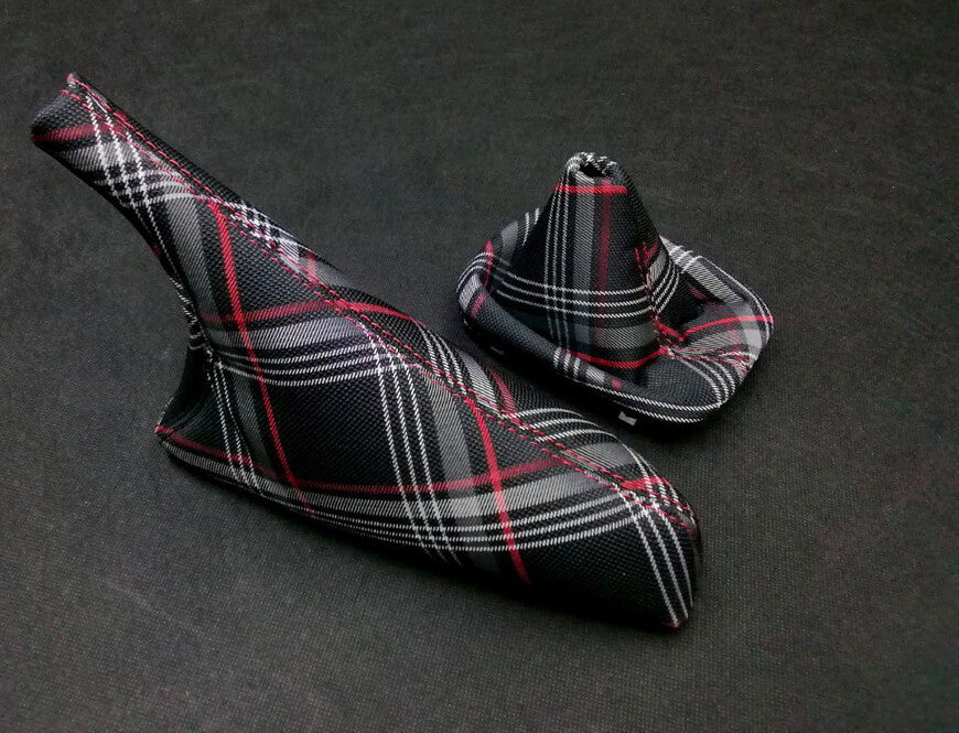 CAtuned SHIFT BOOT SET Tartan Black / RED Compatible with E30