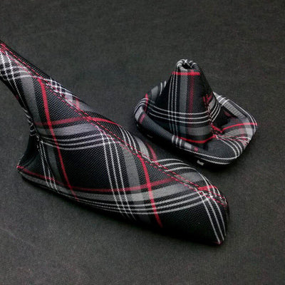 CAtuned SHIFT BOOT SET Tartan Black / RED Compatible with E30