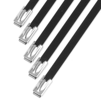 Stainless steel locking ties, 7.9mm x 350mm Black, 5pcs