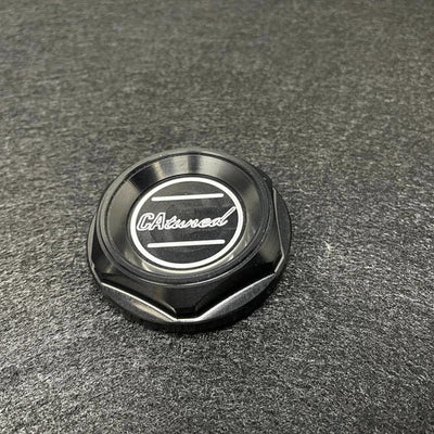 CAtuned Billet Engine Oil Filler Cap VERSION 2.0 Black\Raw Color Compatible with BMW E30 E28 2002 & More