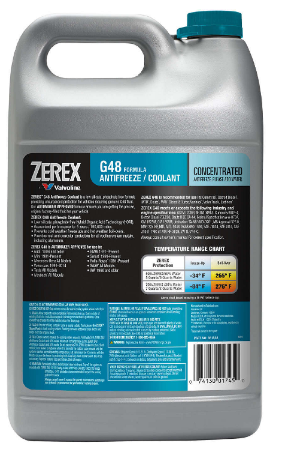 Zerex G-48 Concentrate Antifreeze/Coolant, 1 Gallon Part # 82 14 1 467 ...