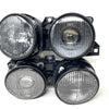 CAtuned HELLA Euro Smiley BLACK Smoked Crosshair Headlights compatible with E30 DOT USA Approved