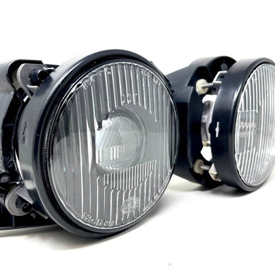 CAtuned HELLA Euro Smiley BLACK Smoked Crosshair Headlights compatible with E30 DOT USA Approved