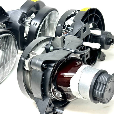 BMW E30 BOSCH Euro Smiley BLACK Smoked Crosshair Headlights Brand NEW