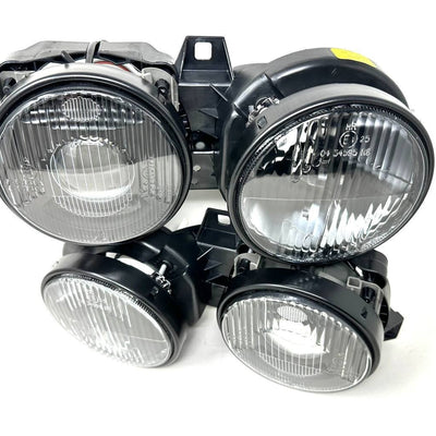 BMW E30 BOSCH Euro Smiley BLACK Smoked Crosshair Headlights Brand NEW