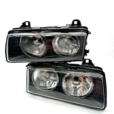 BMW Headlight Assembly Pair (Halogen) Euro - TYC Compatible with E36