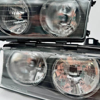BMW Headlight Assembly Pair (Halogen) Euro - TYC Compatible with E36