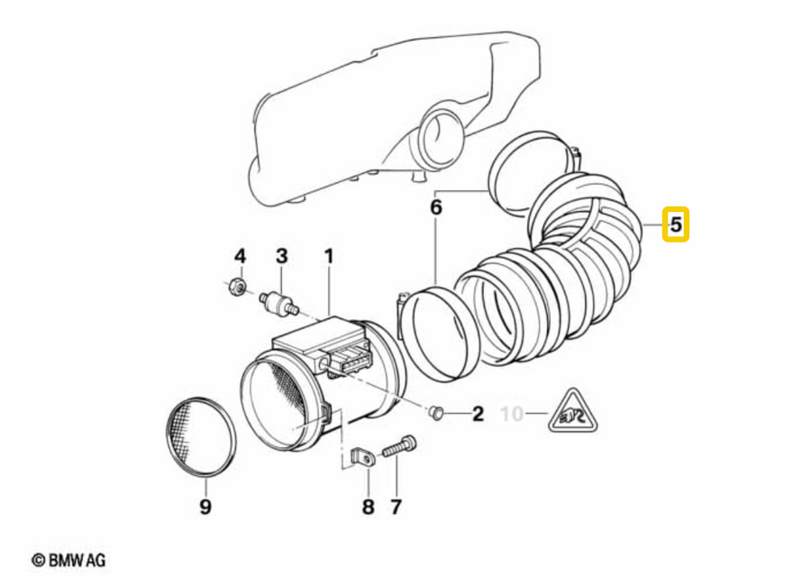 CAtuned Silicone Air Induction Hose kit Black compatible with S38 E34 M5